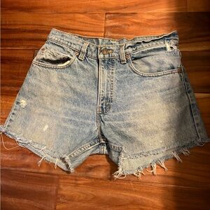 Levi’s 506 Vintage Cutoff Denim‎ Shorts Light Wash Raw Hem (0894)